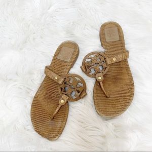 Tory Burch Miller Sandals Brown Textured Size 8